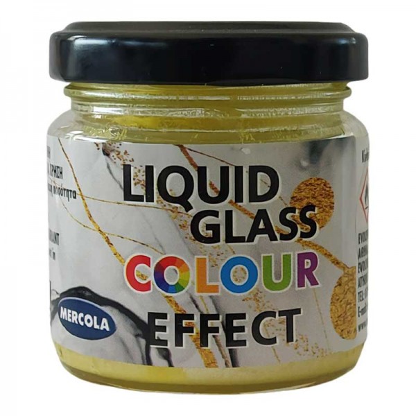 Mercola Liquid Glass Colour Pearl Effect Χρωστικη για Υγρο Γυαλι Κιτρινη Περλε Παστα 90ml